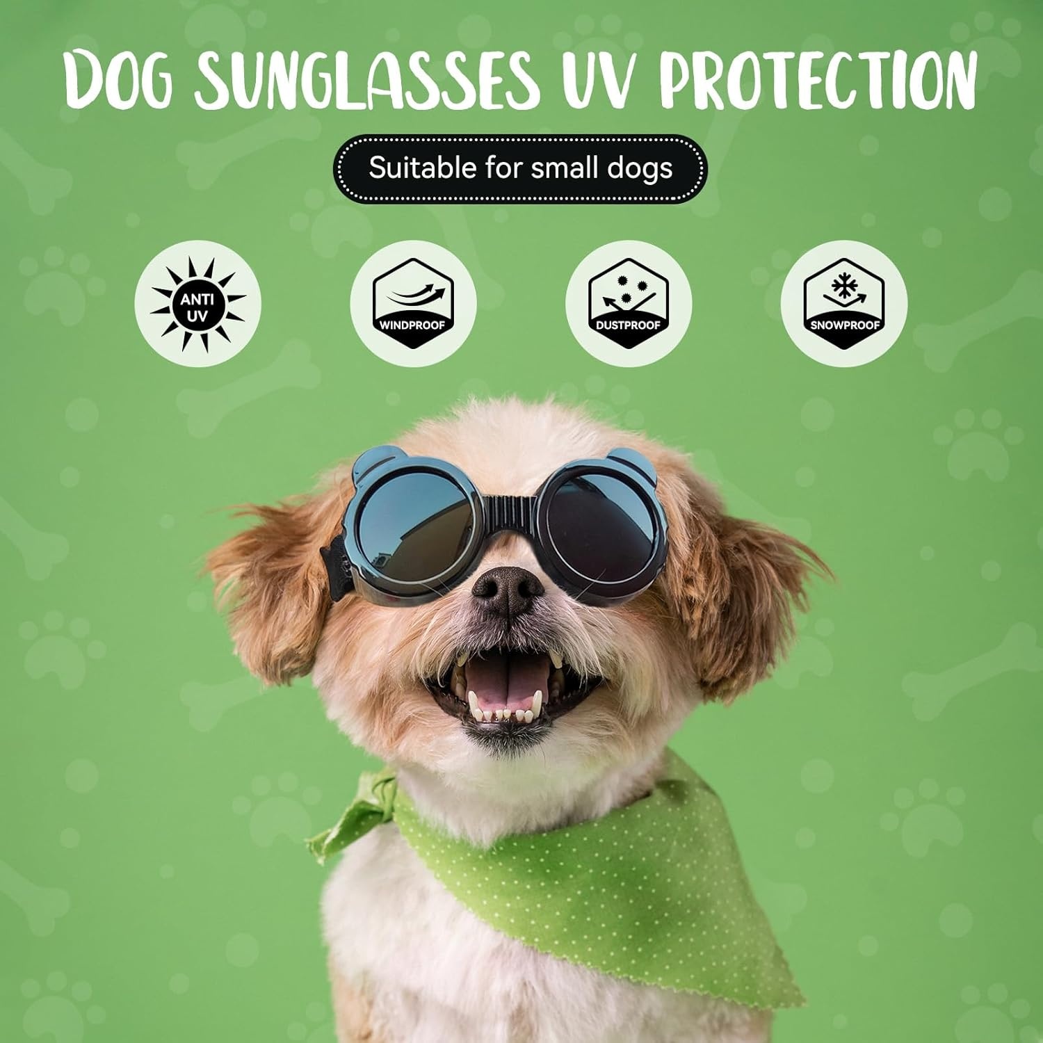 image:imageEnjoying Dog Goggles ExtraSmall to Small Breeds Dog Sunglasses UV Protection Driving Eye Protection for Little Dogs Breathable Windproof Dustproof AntiFog Adjustable Straps Panda WhitePanda Black