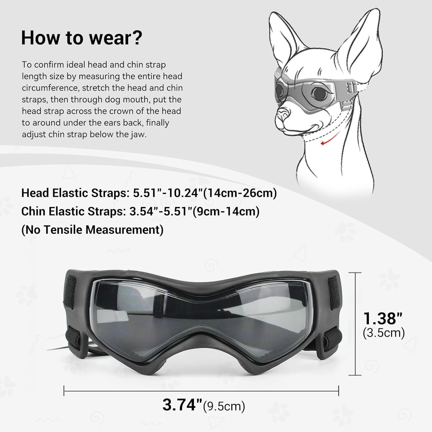 image:imageEnjoying Dog Goggles ExtraSmall to Small Breeds Dog Sunglasses UV Protection Driving Eye Protection for Little Dogs Breathable Windproof Dustproof AntiFog Adjustable Straps Panda WhiteStyle Black