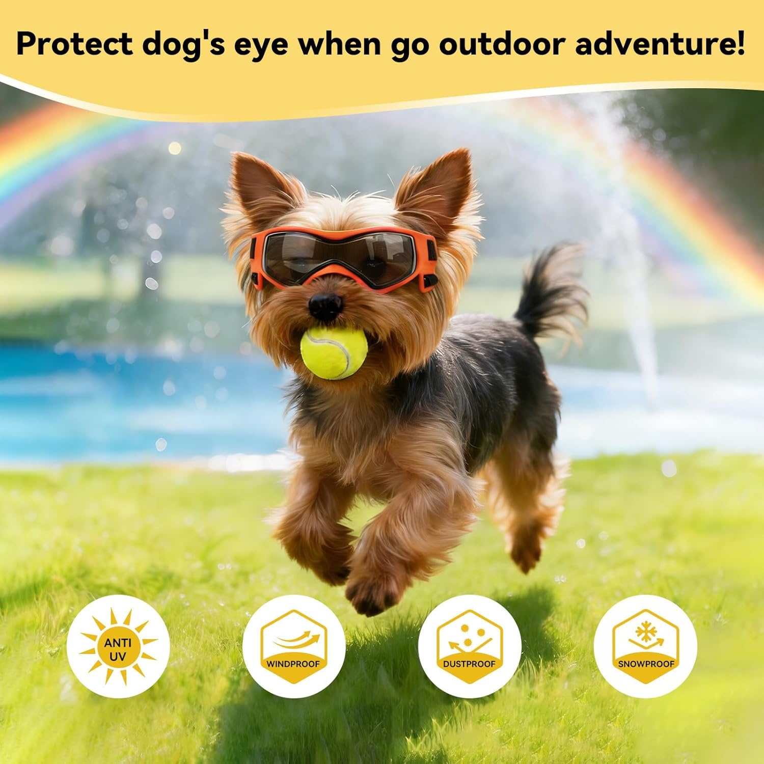 image:imageEnjoying Dog Goggles ExtraSmall to Small Breeds Dog Sunglasses UV Protection Driving Eye Protection for Little Dogs Breathable Windproof Dustproof AntiFog Adjustable Straps Panda WhiteStyle Orange