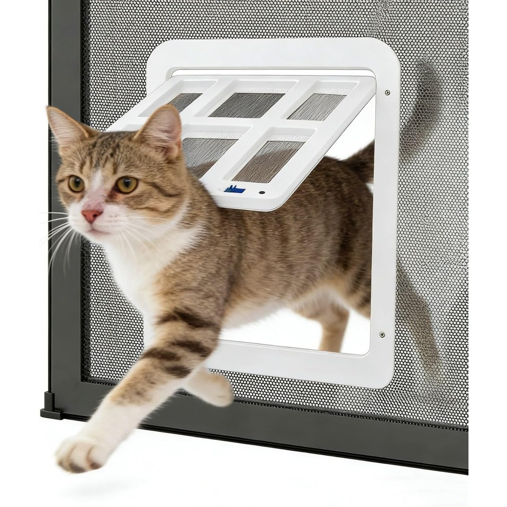image:imageEnjoying Cat Door for Screen Doors Passage Opening 83 x 103 Access Freely Magnetic Swing Flap Small Pet Door for Sliding Doors Window Lockable BlackWhite83W x 103H