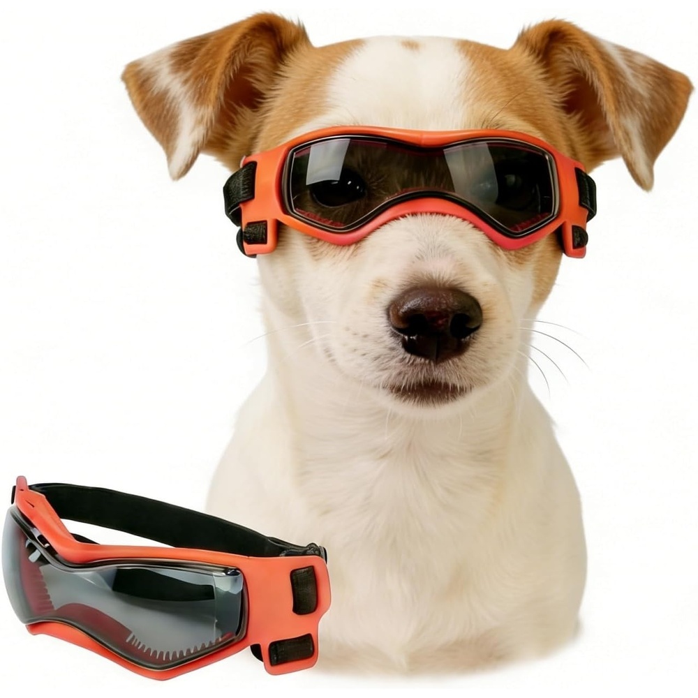 image:imageEnjoying Dog Goggles ExtraSmall to Small Breeds Dog Sunglasses UV Protection Driving Eye Protection for Little Dogs Breathable Windproof Dustproof AntiFog Adjustable Straps Panda WhiteStylish Orange