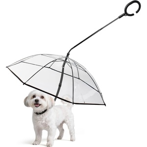 image:imageENJOYING Small Dog Umbrella Clear Dog Umbrella Leash for Small Dogs Keeps Dogs Dry Walking Rain Doggie Rain Umbrella with Adjustable Leash SelfAssemblyClear A