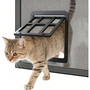 image:imageEnjoying Cat Door for Screen Doors Passage Opening 83 x 103 Access Freely Magnetic Swing Flap Small Pet Door for Sliding Doors Window Lockable BlackBlack83W x 103H