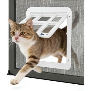 image:imageEnjoying Cat Door for Screen Doors Passage Opening 83 x 103 Access Freely Magnetic Swing Flap Small Pet Door for Sliding Doors Window Lockable BlackWhite83W x 103H