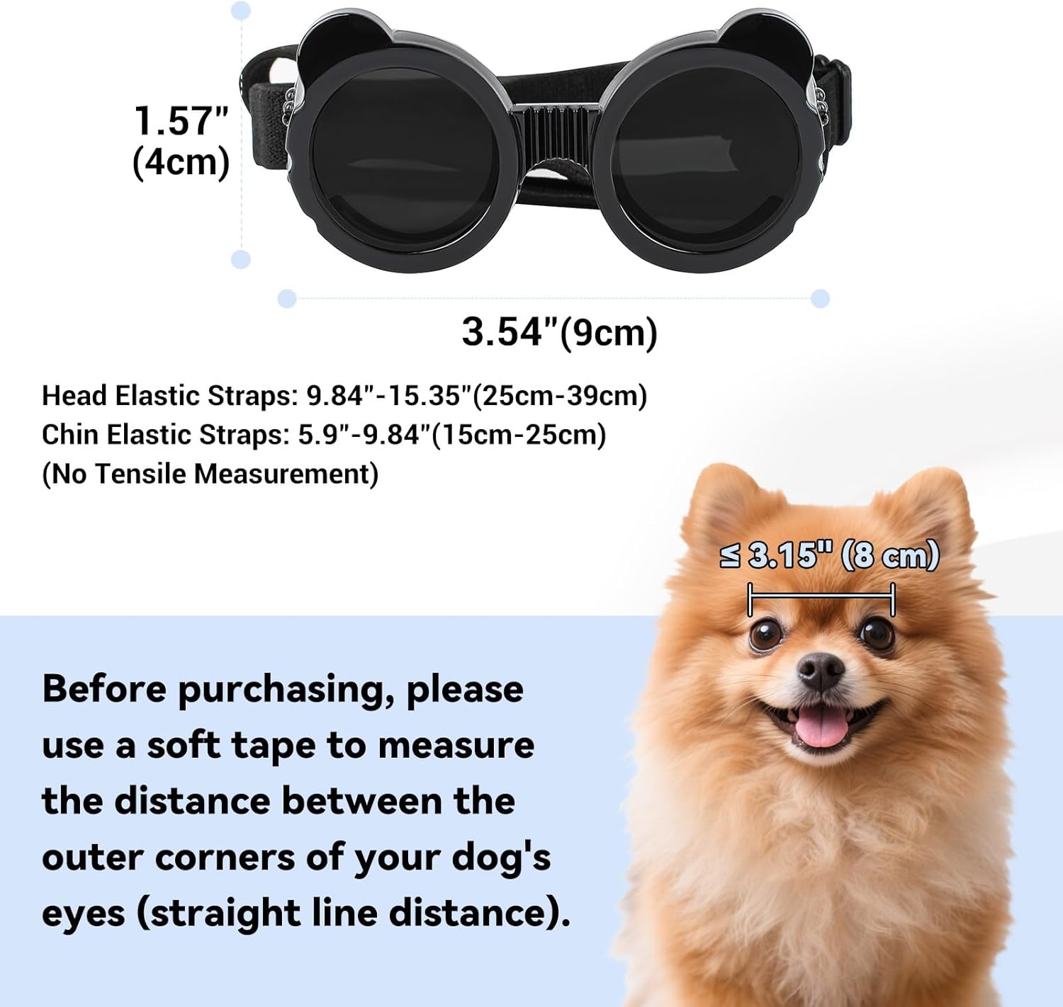 image:imageEnjoying Small Dog Goggles Cat Sunglasses UV Protection Pet Goggles for Cats XS to Small Dogs Outdoor Kitty Puppy Eye Protection Adjustable Straps BlackBlack