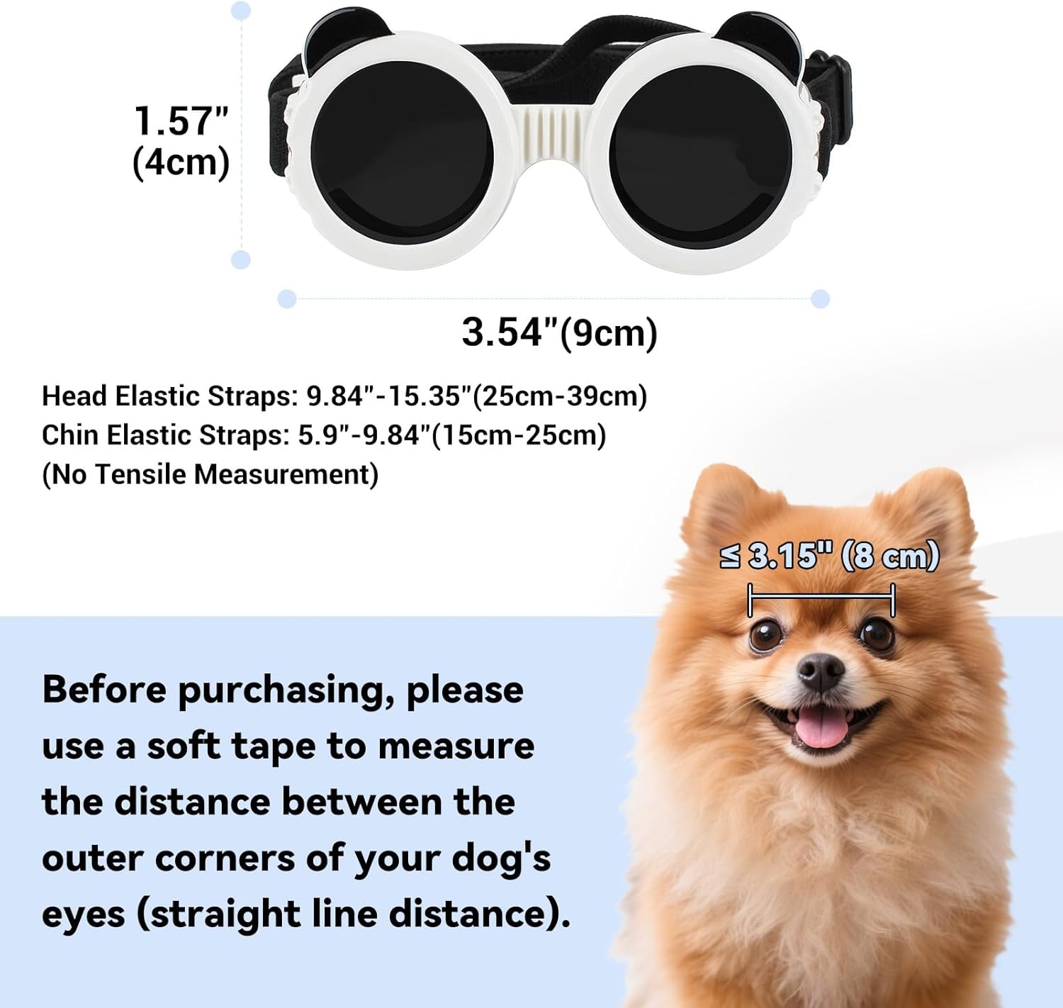 image:imageEnjoying Small Dog Goggles Cat Sunglasses UV Protection Pet Goggles for Cats XS to Small Dogs Outdoor Kitty Puppy Eye Protection Adjustable Straps BlackWhite