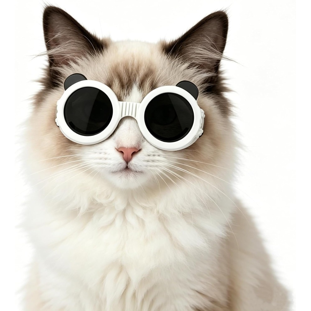 image:imageEnjoying Small Dog Goggles Cat Sunglasses UV Protection Pet Goggles for Cats XS to Small Dogs Outdoor Kitty Puppy Eye Protection Adjustable Straps BlackWhite