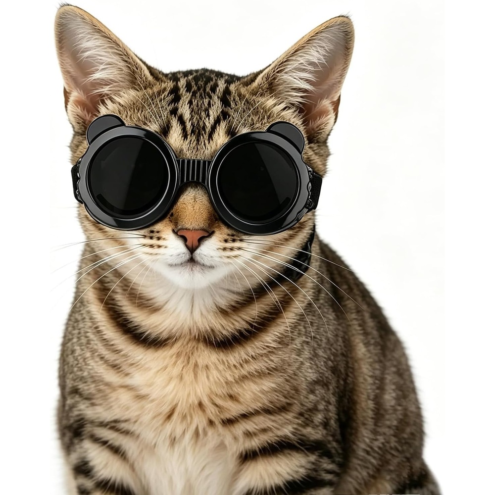 image:imageEnjoying Small Dog Goggles Cat Sunglasses UV Protection Pet Goggles for Cats XS to Small Dogs Outdoor Kitty Puppy Eye Protection Adjustable Straps BlackBlack